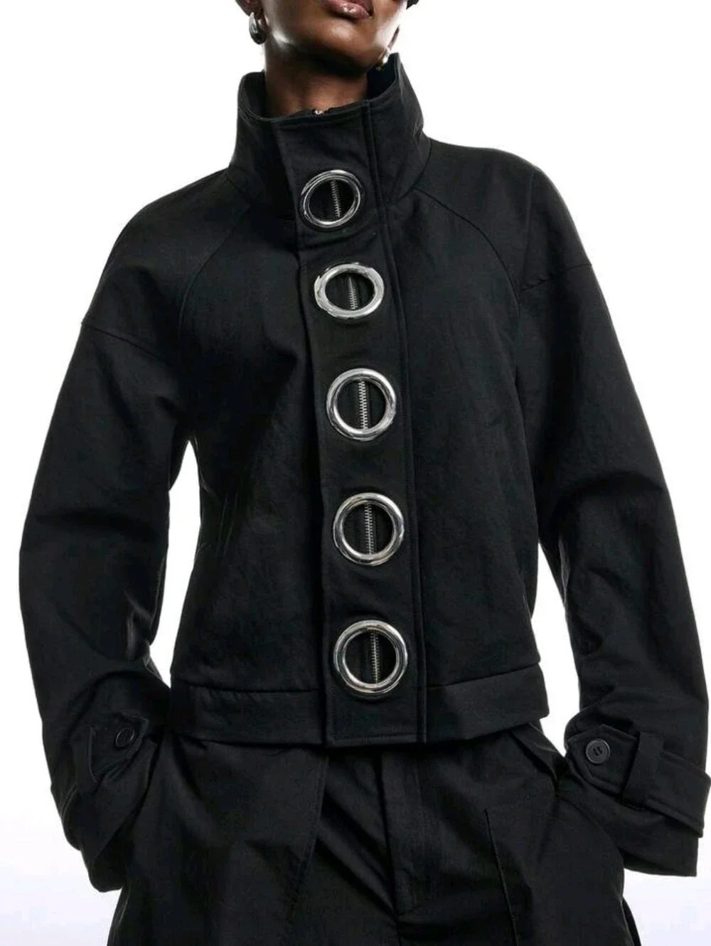 Women's Autumn Fashion Metal Decor Regular Jacket